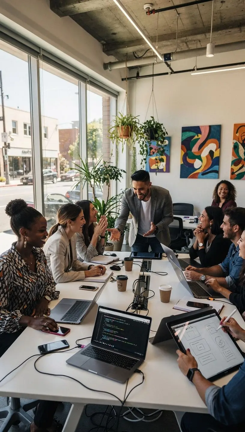 A city district with digital infrastructure upgrades illustrating technology-driven local transformation.